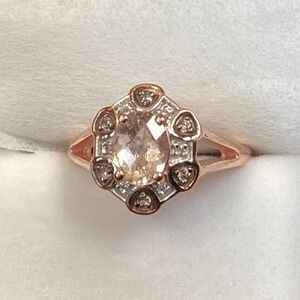 Oval Natural Morganite‎ Designer Ring Cocktail Statement Ring